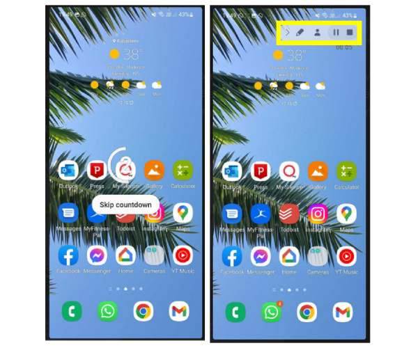 Gravação de tela Samsung padrão