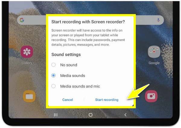 Gravação de tela Configurações da Samsung