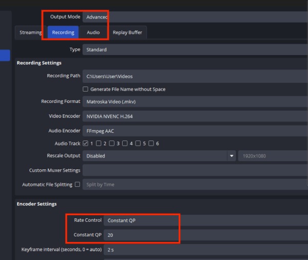 Configurações CQP no OBS