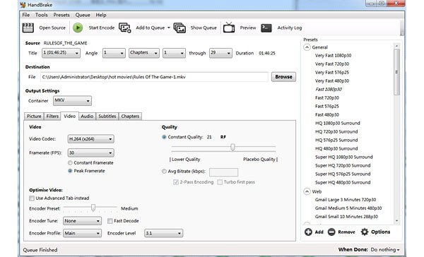 برنامج Handbrake لاستخراج الصوت من أقراص DVD