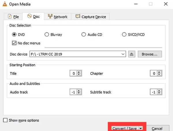 डीवीडी को आईएसओ में बदलने का वीएलसी (VLC)