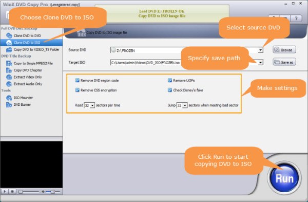 Fjern kopibeskyttelse WinX DVD Copy Pro