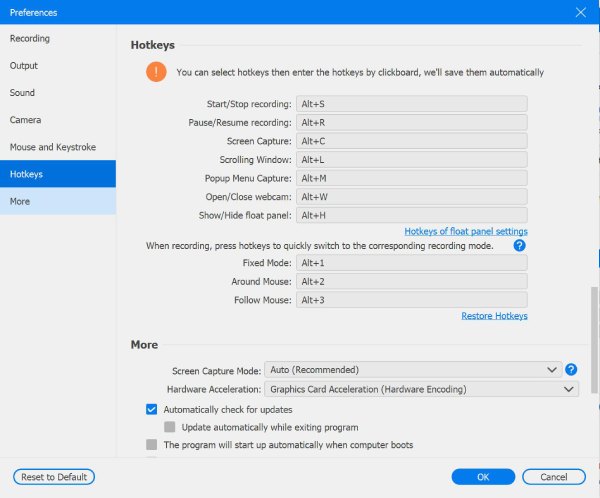 Hotkeys Preferences