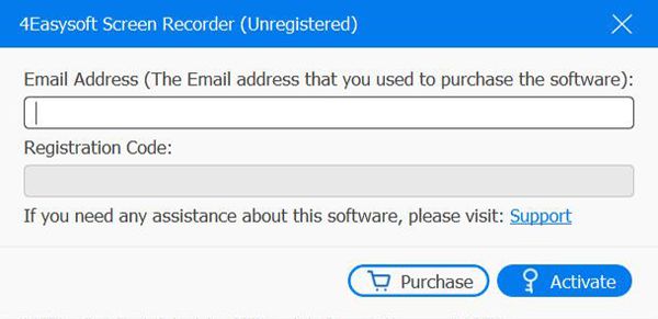 Inserisci l'e-mail e il codice di registrazione