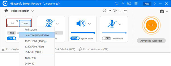 Select Recorder Area