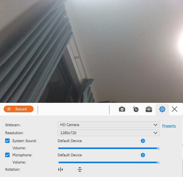 Impostazioni di registrazione della webcam