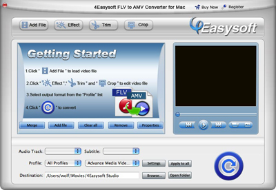 Help document of FLV to AMV Converter for Mac