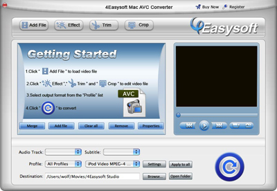 Help document of Mac AVC Converter
