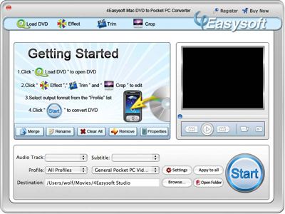 Help document of Mac DVD to Pocket PC Converter