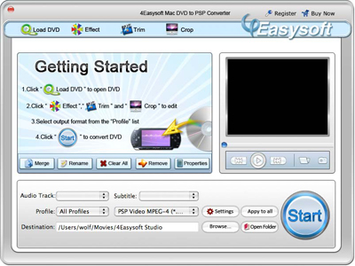 Help document of Mac DVD to PSP Converter