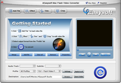 Help document of Mac Flash Video Converter