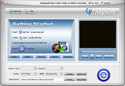 Help document of Mac Flash Video to WMA Converter