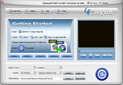 Help document of WMV to AMV Converter for Mac
