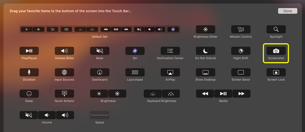 触控栏选择屏幕截图