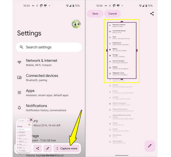 Android'de Kaydırma Özellikli Ekran Görüntüsü Alma