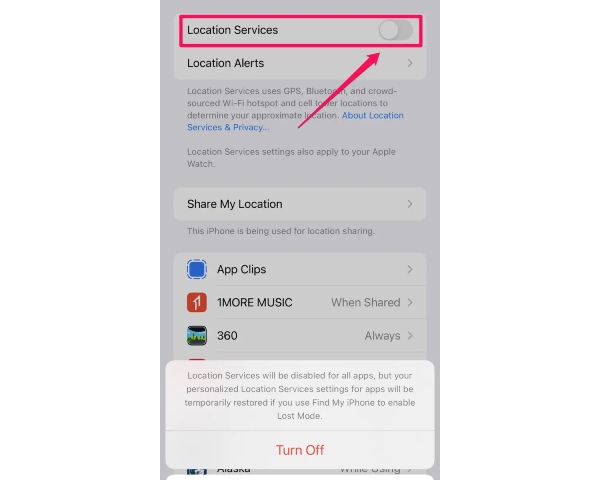 Turn Off Location Services