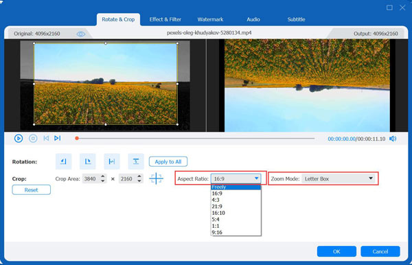 Editing Function Rotate Crop Aspect Ration TVC