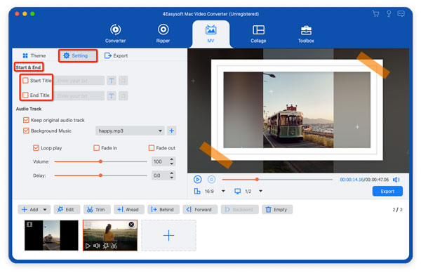 Vytvořte video koláže Přidat hudbu na pozadí Mvc