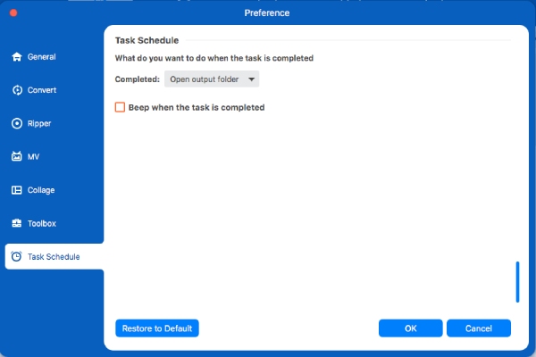 Preference Task Schedule Tvc