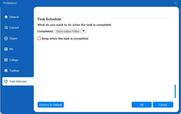 Preference Task Schedule Tvc