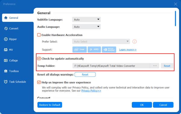 Preference Update Automatically Tvc