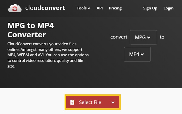 CloudConvert Pilih Fail