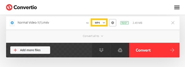 Convertio 转换下拉菜单