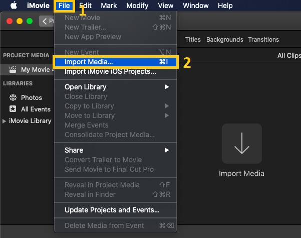 Import médií iMovie