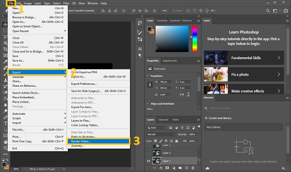 Photoshop File Export Render Video