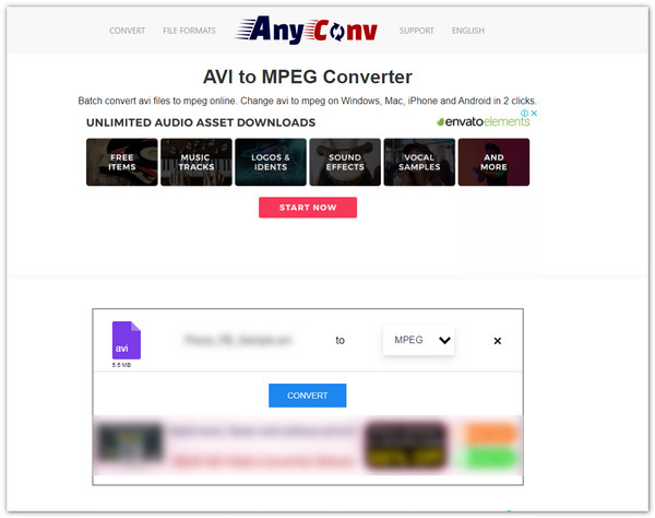 AnyConv Convertiți AVI în MPEG