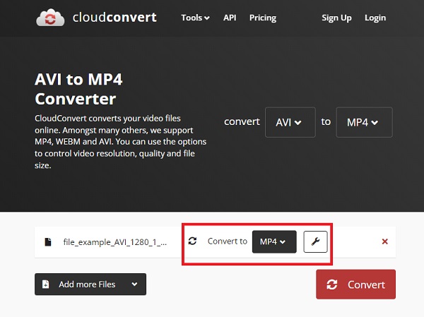 CloudConvert Convert AVI to MP4