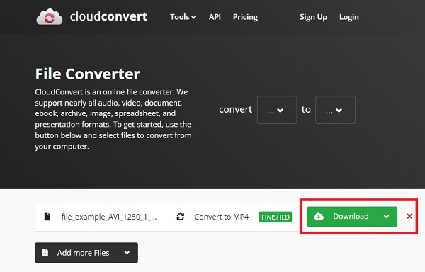 CloudConvert Download Files