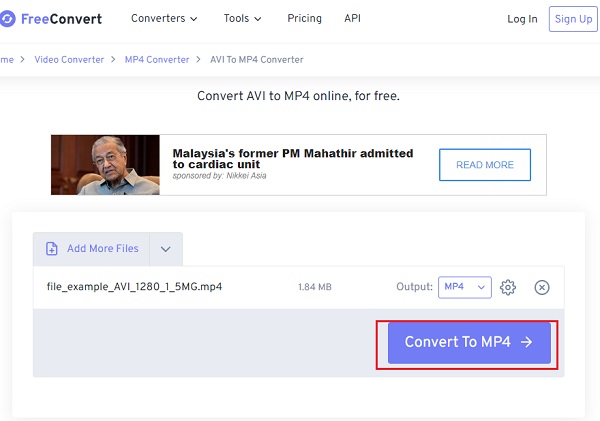 FreeConvert AVI to MP4