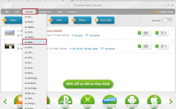 Convierte iMovie a MP4 con Freemake Añadir vídeo