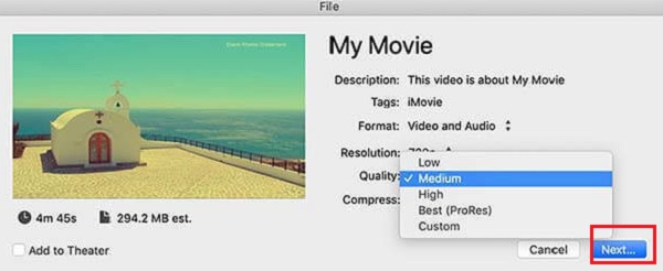 iMovie to MP4 iMovie Next