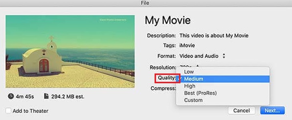 iMovie a MP4 Calidad iMovie