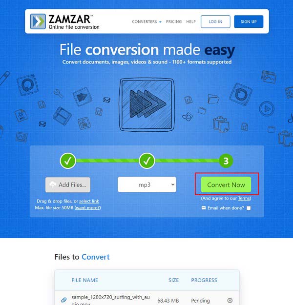 MOVtoMP3 ZamZar ConvertNow