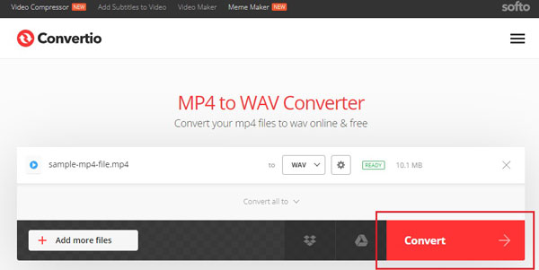 MP4toWAV Convertio Pretvori