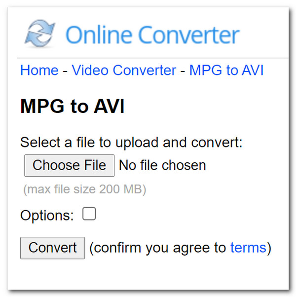 Online Converter Converteer MPG naar AVI
