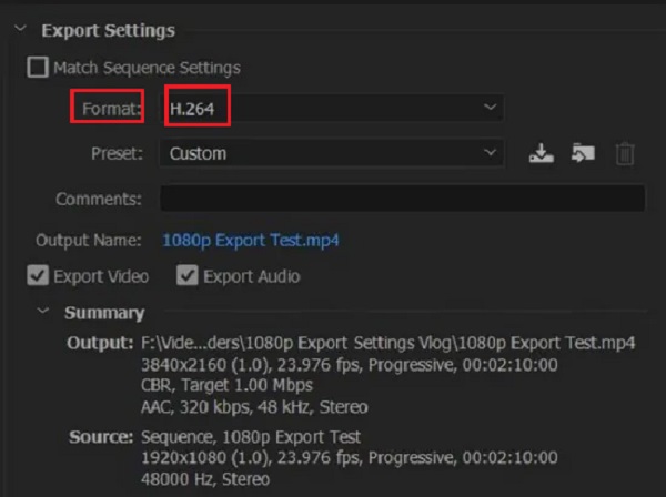 PPRO u MP4 format