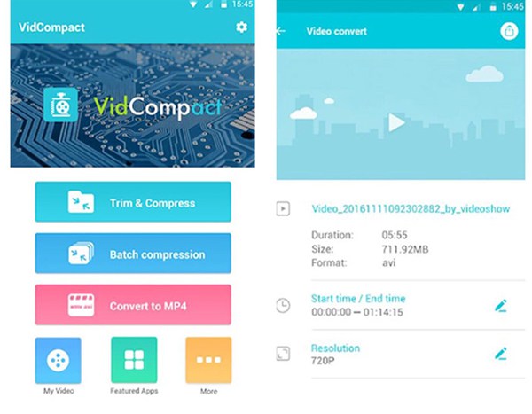 VidCompact réduit la taille de la vidéo