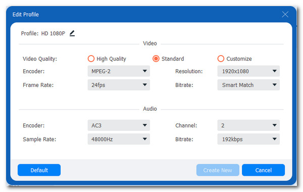 Video Converter Pas Instellingen TVC aan