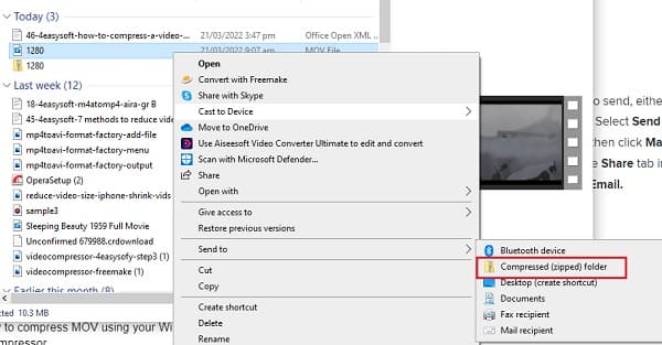 Windows Compress MOV 압축 폴더