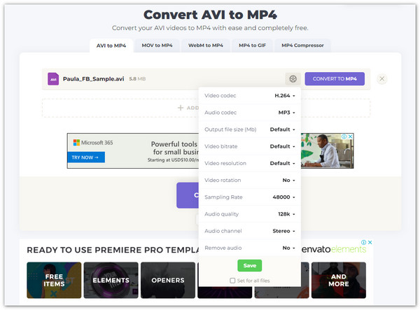 AVI to MP4 Start Converting