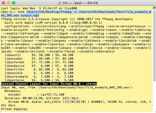 FFMPEG Command Line Input and Output