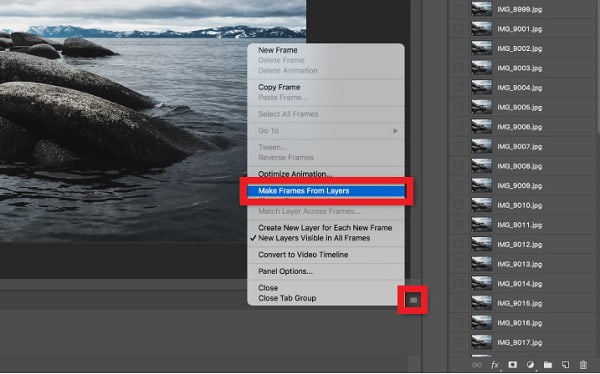Photoshop GIF-banner Lag rammer fra lag