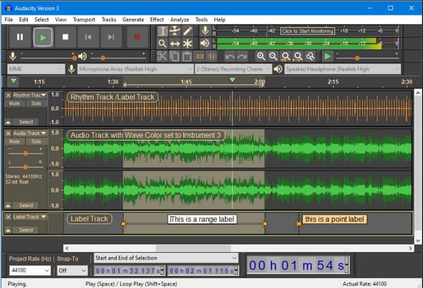 מדחס אודיו של Audacity