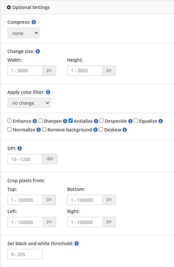 Online Convert Optional Settings WEBM to GIF