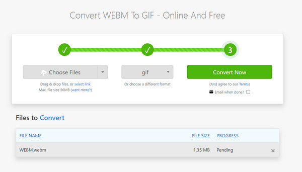 ZamZar Convert WEBM GIF