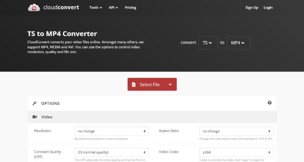 CloudConvert TS naar MP4-converter